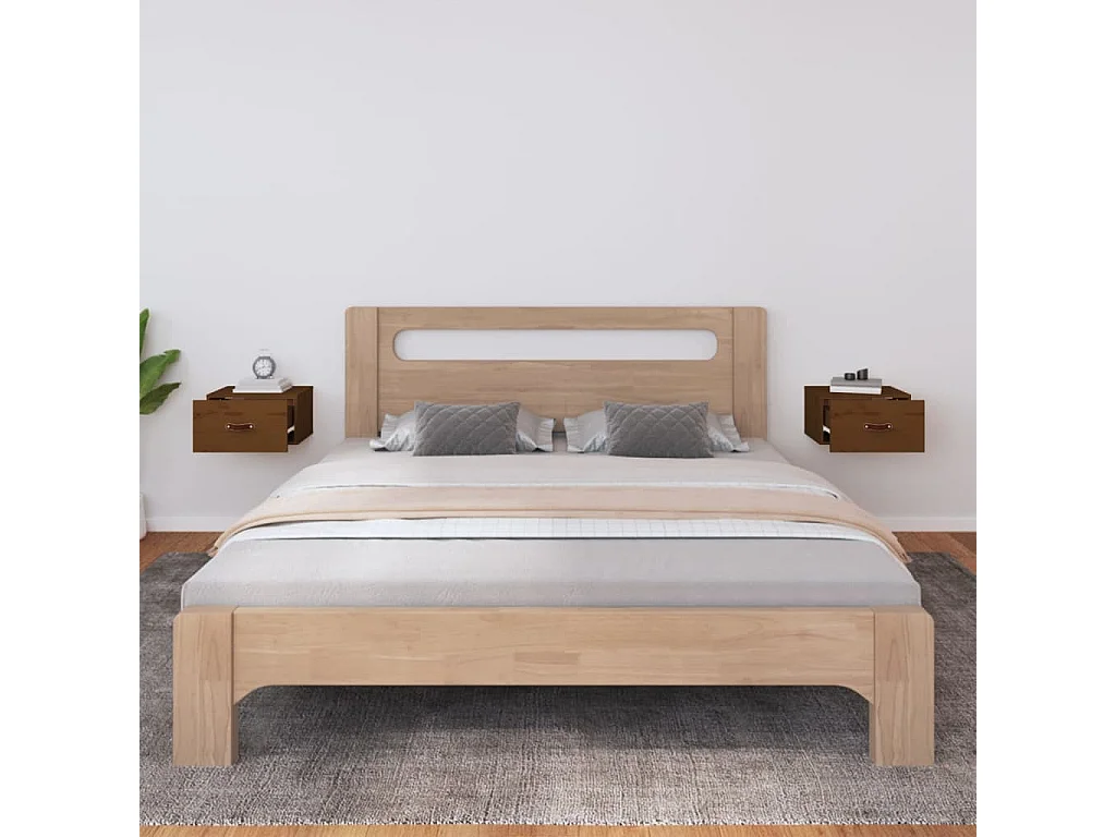 Mesas de cabeceira de parede 2 pcs 40x29,5x22 cm castanho mel PT156665