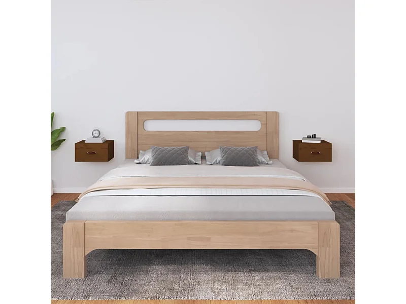 Nachtkastjes 2 st wandgemonteerd 40x29,5x22 cm honingbruin BE688314