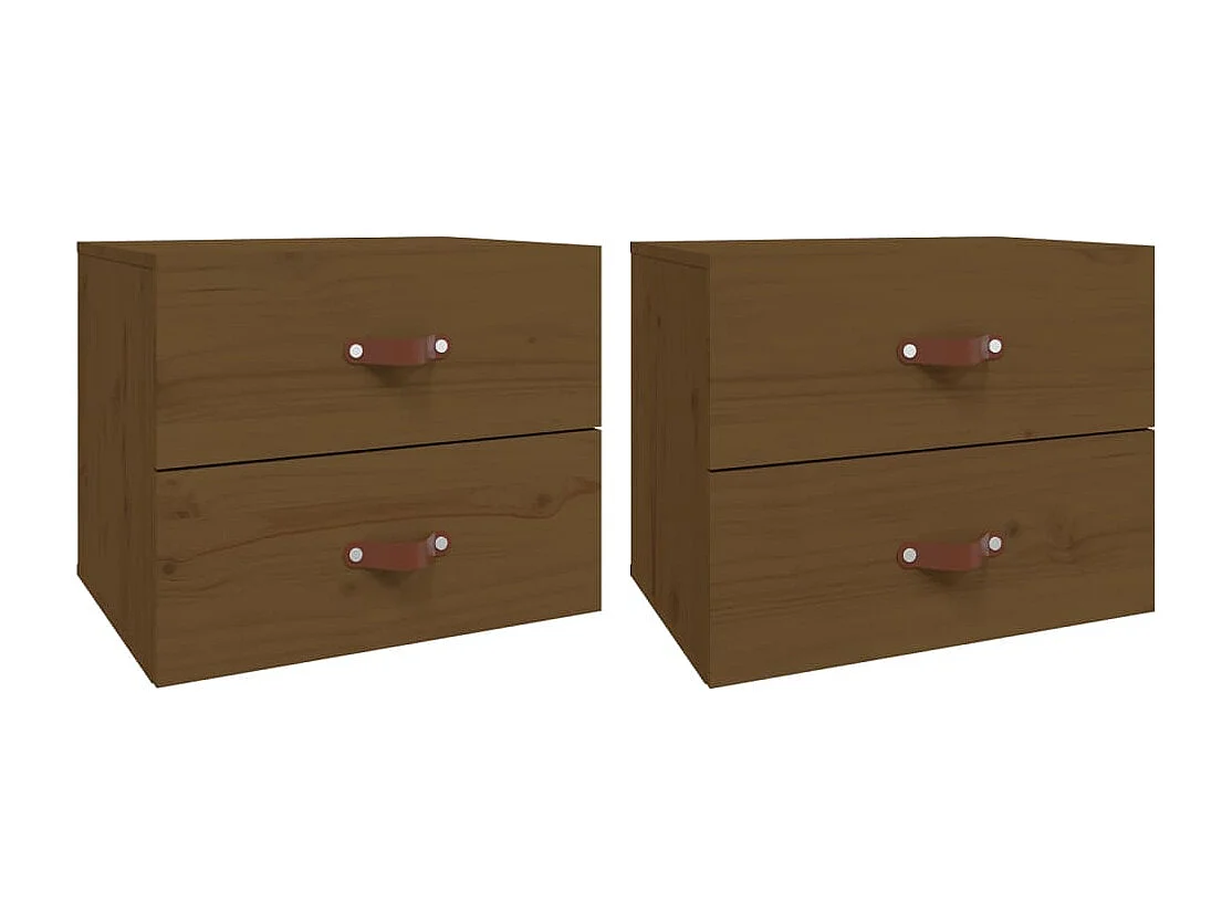 Nachtkastjes 2 st wandgemonteerd 50x36x40 cm honingbruin BE784797