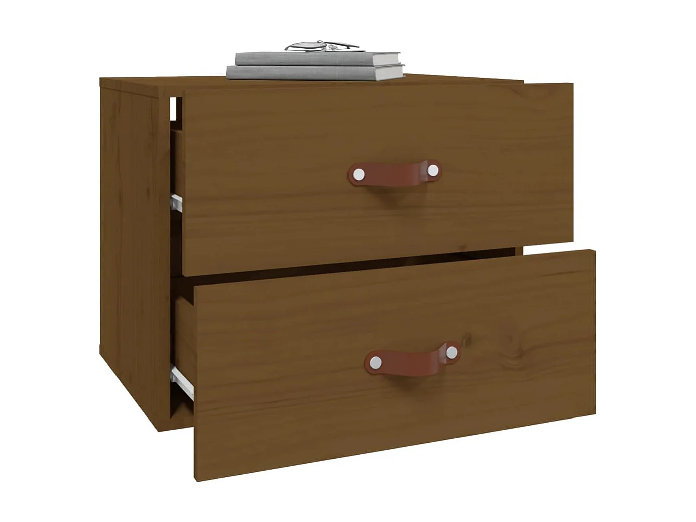 Nachtkastjes 2 st wandgemonteerd 50x36x40 cm honingbruin BE784797