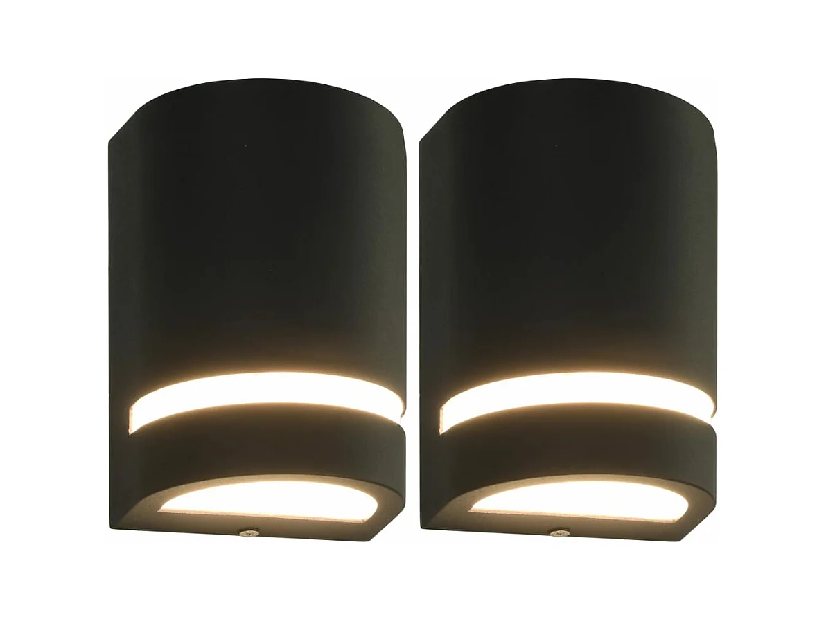 Appliques murales d'extérieur 2 pcs 35 W Noir Demi-rond FR608559