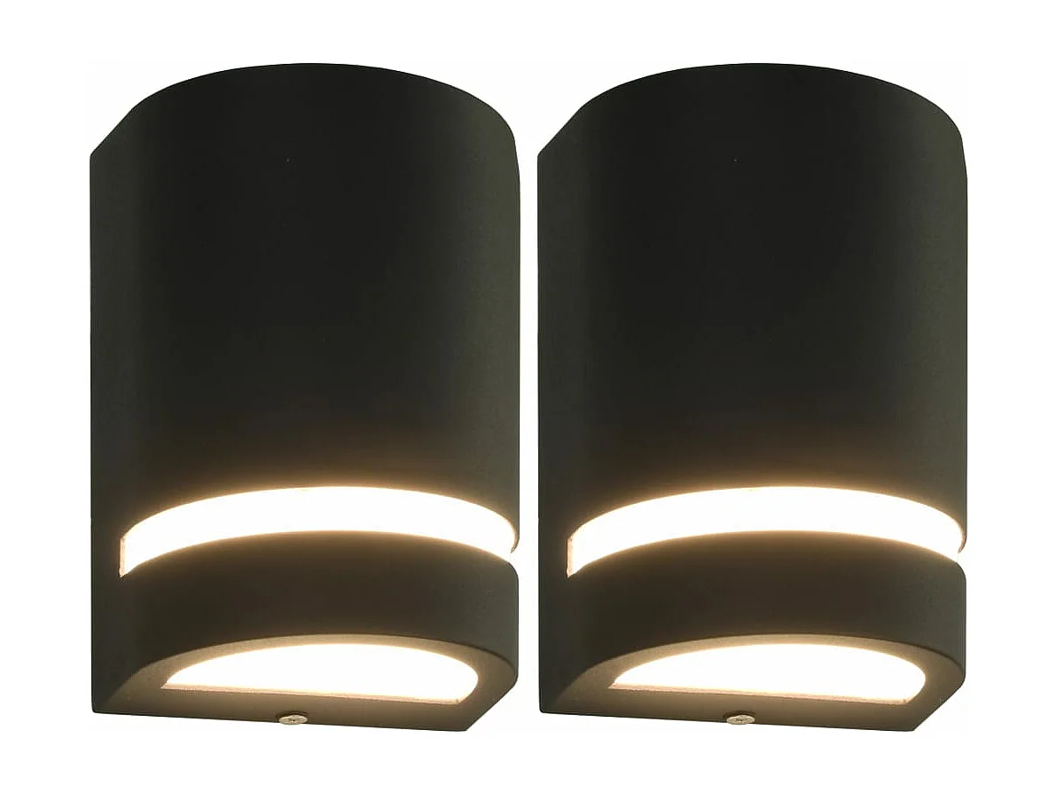 Appliques murales d'extérieur 2 pcs 35 W Noir Demi-rond FR608559