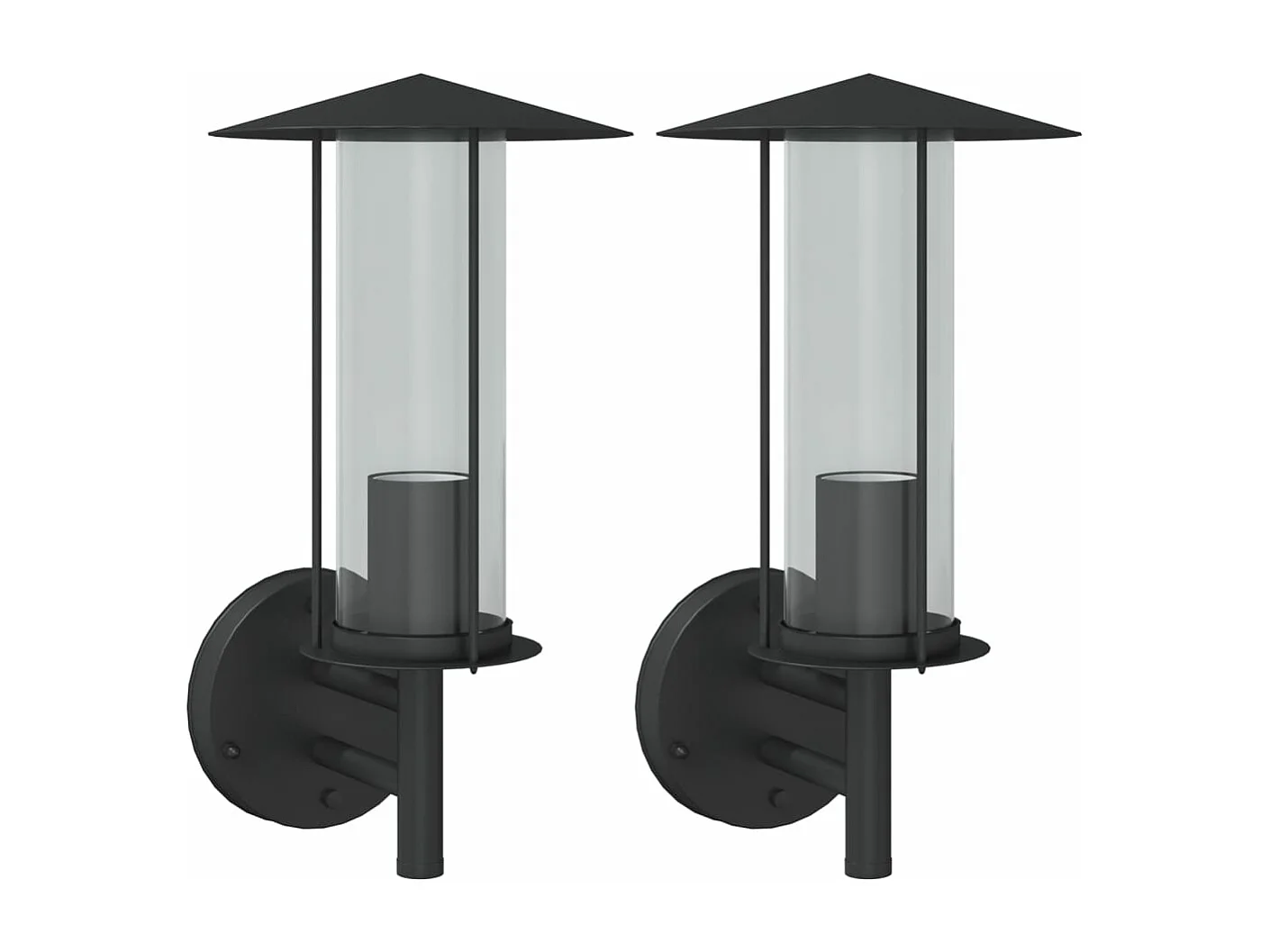 Candeeiros de parede p/ exterior 2 pcs aço inoxidável preto PT678951