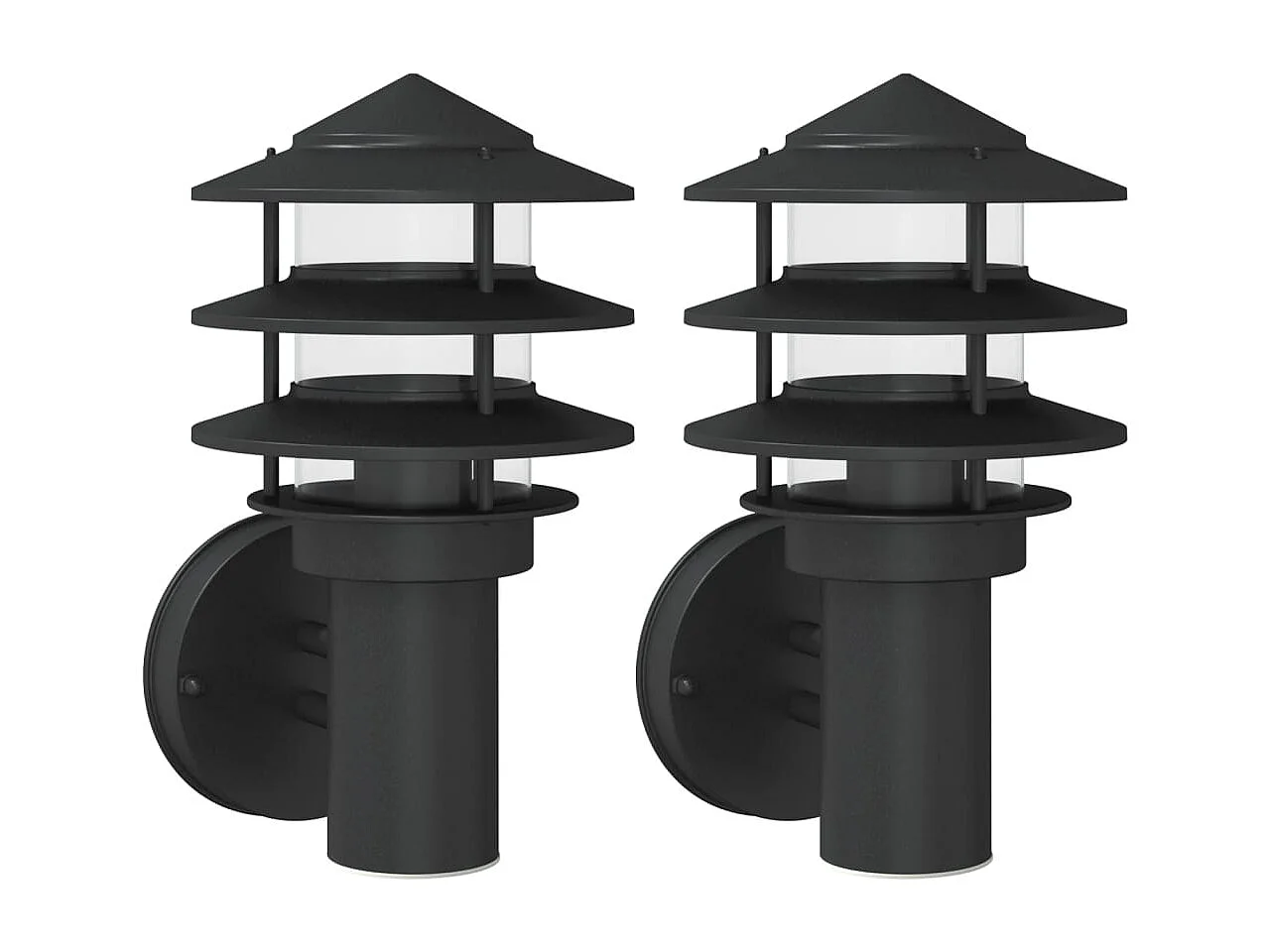 Candeeiros de parede p/ exterior 2 pcs aço inoxidável preto PT790699