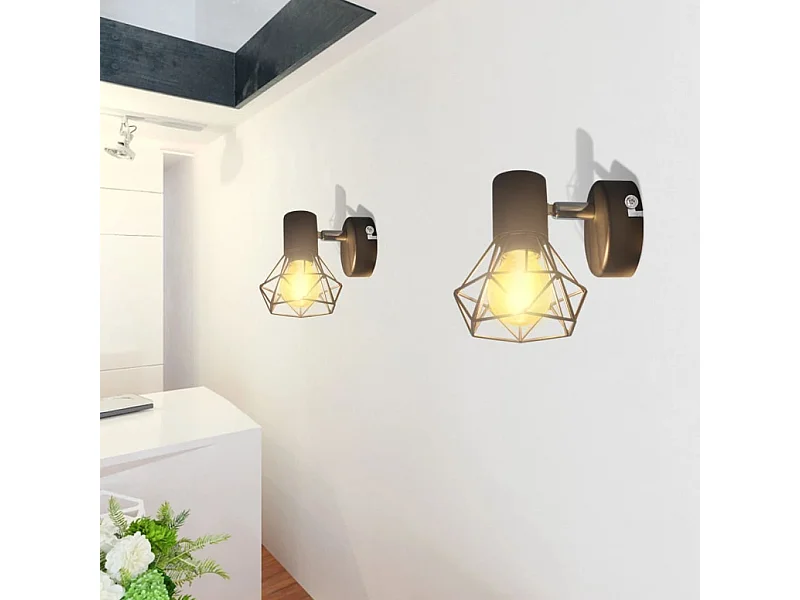 Apliques bombilla filamento LED estilo industrial 2 uds negro ES664059