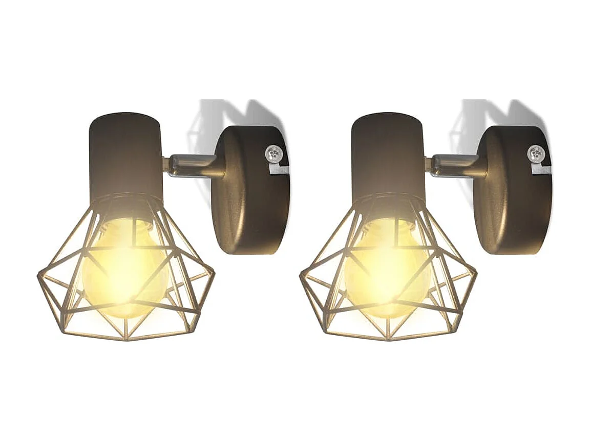 Applique murale 2 pcs style industriel noir avec ampoule LED FR946170