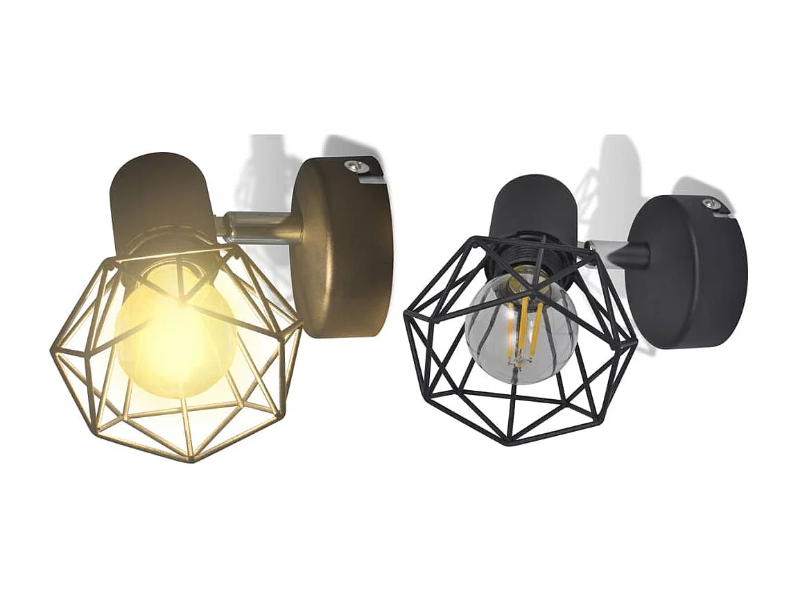 Applique murale 2 pcs style industriel noir avec ampoule LED FR946170