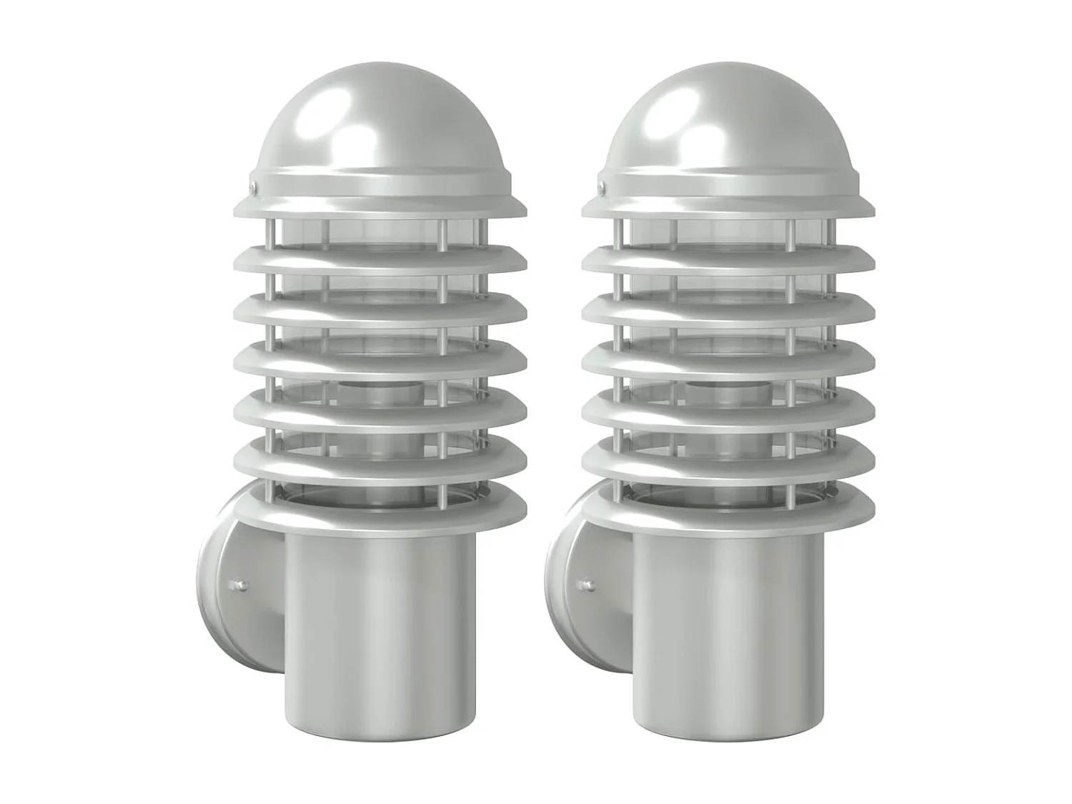 Appliques murales d'extérieur 2pcs argenté acier inoxydable FR788377