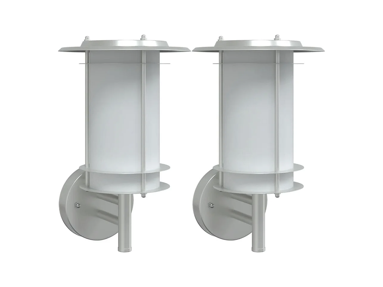 Appliques murales d'extérieur 2pcs argenté acier inoxydable FR635174