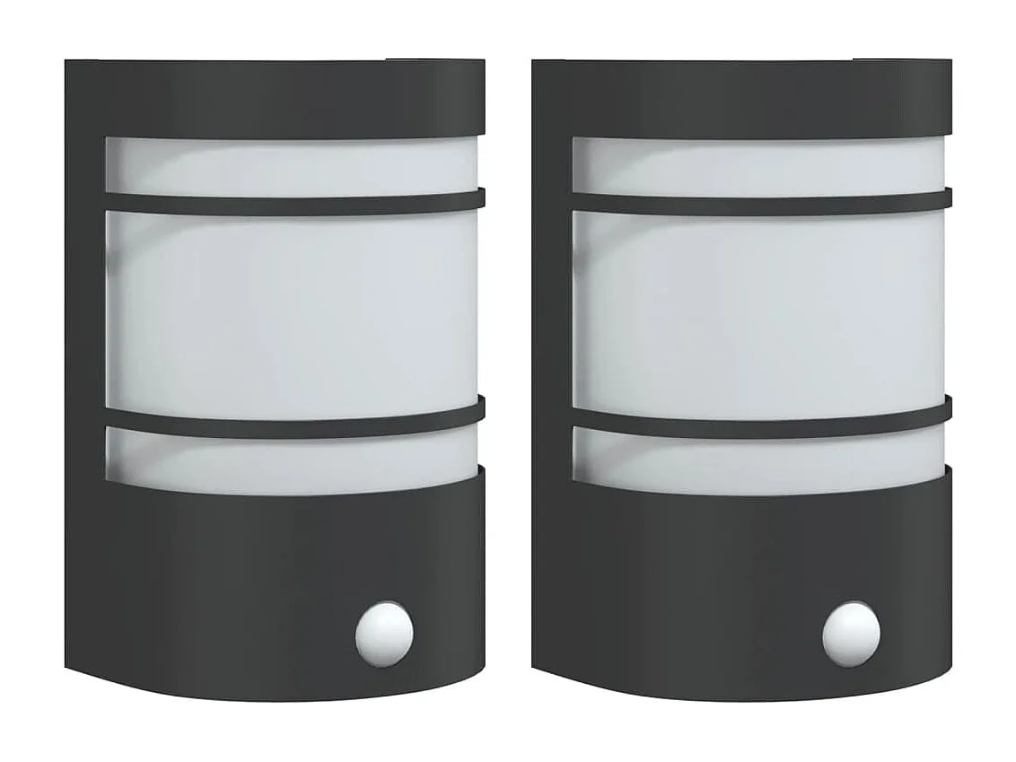 Apliques de exterior con sensor 2 uds acero inoxidable negro ES512691