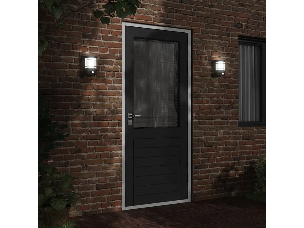 Apliques de exterior con sensor 2 uds acero inoxidable negro ES512691