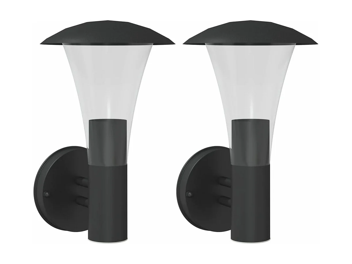 Apliques de exterior 2 unidades acero inoxidable negro ES922463