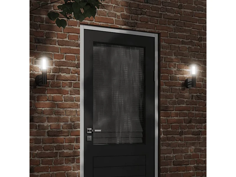 Candeeiros de parede p/ exterior 2 pcs aço inoxidável preto PT551513