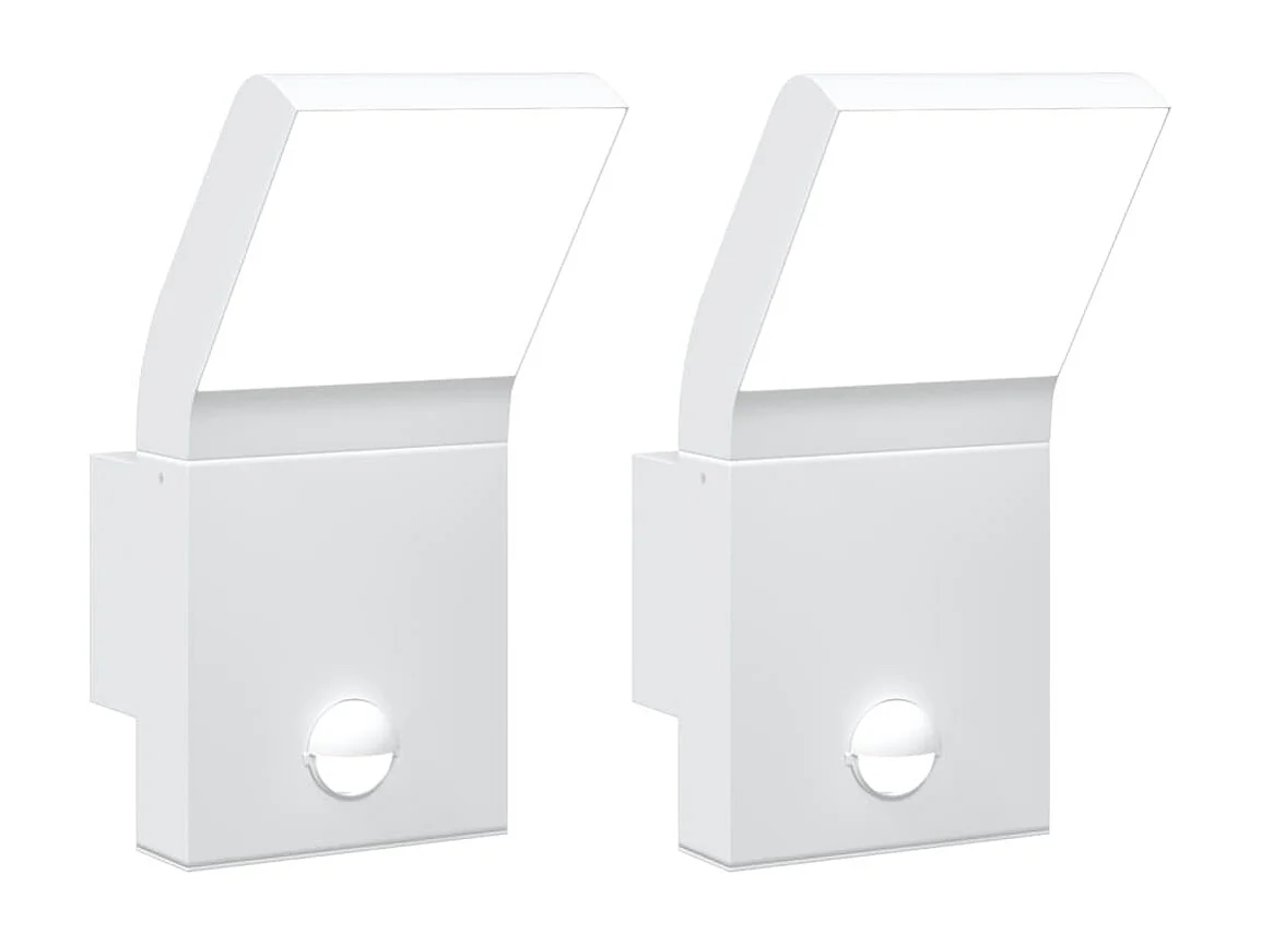 Buitenwandlampen 2 st LED met sensors gegoten aluminium wit BE907163