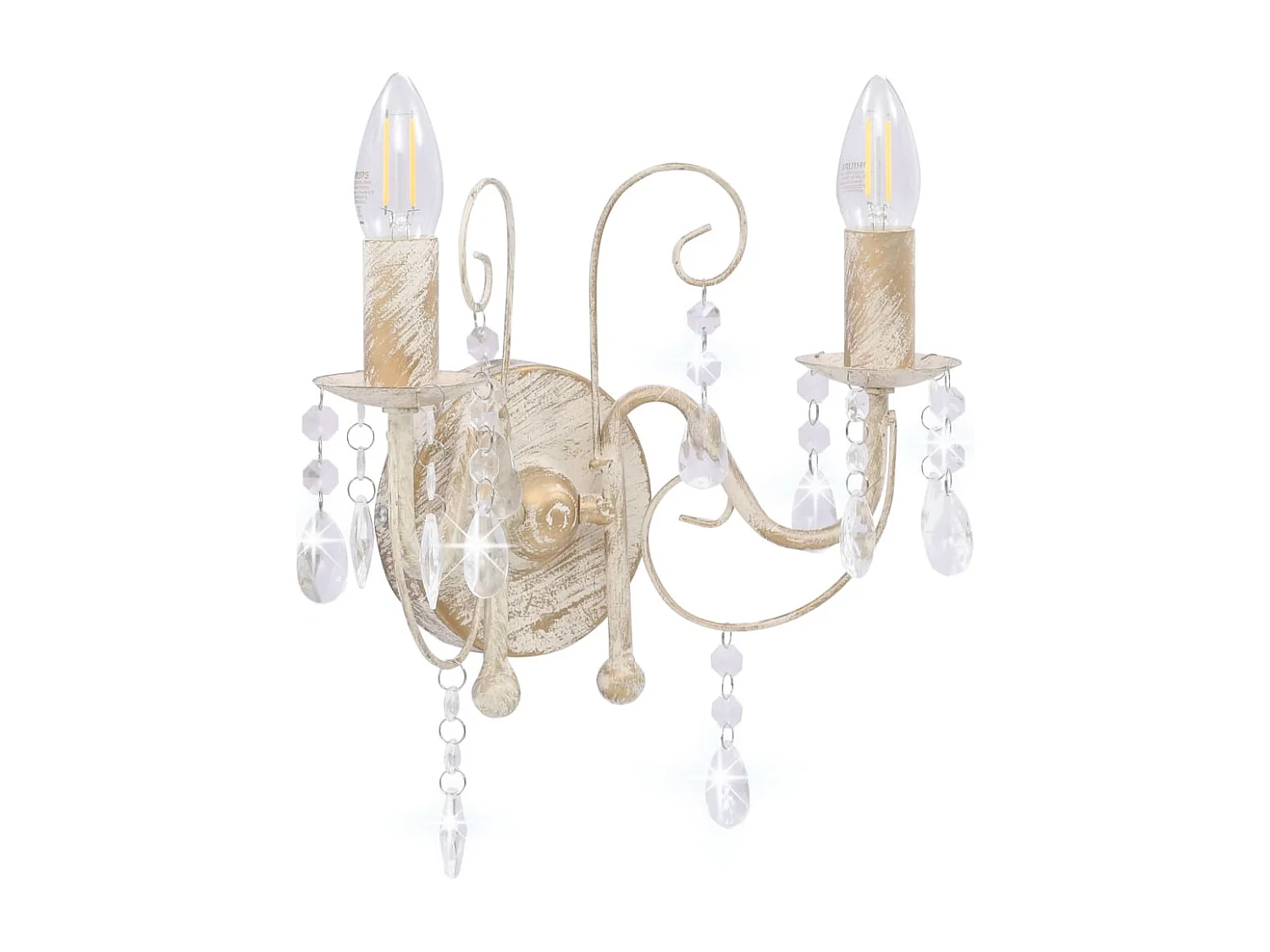 Applique murale à perles Blanc antique 2 ampoules E14 FR203980