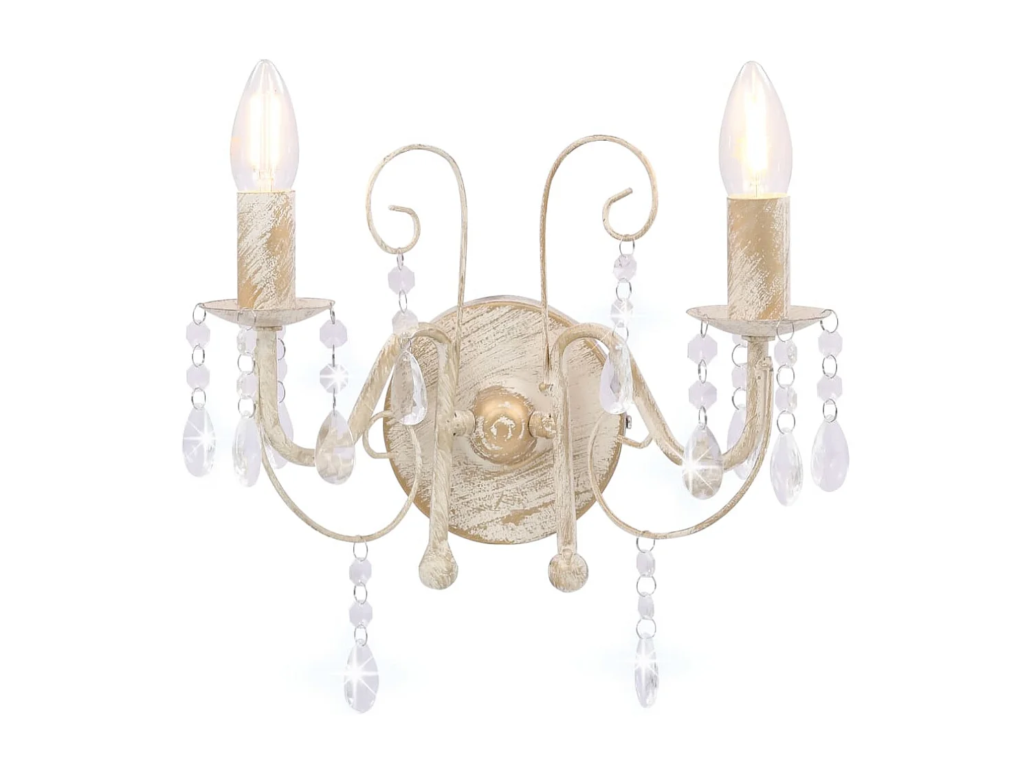 Applique murale à perles Blanc antique 2 ampoules E14 FR203980