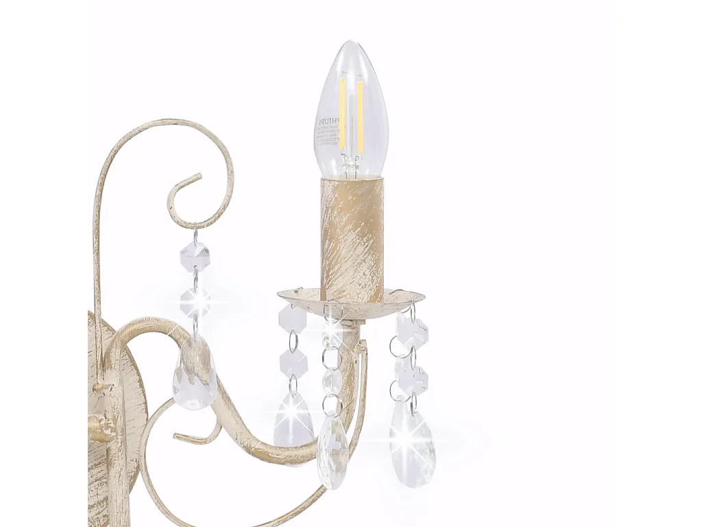 Applique murale à perles Blanc antique 2 ampoules E14 FR203980