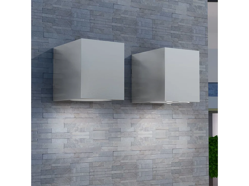 Lámparas de pared cúbicas para exteriores 2 piezas ES584795