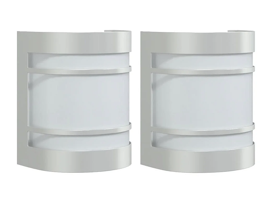 Appliques murales d'extérieur 2pcs argenté acier inoxydable FR674406