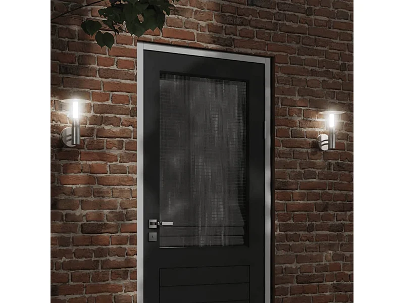 Candeeiros de parede p/ exterior 2 pcs aço inoxidável prateado PT413271