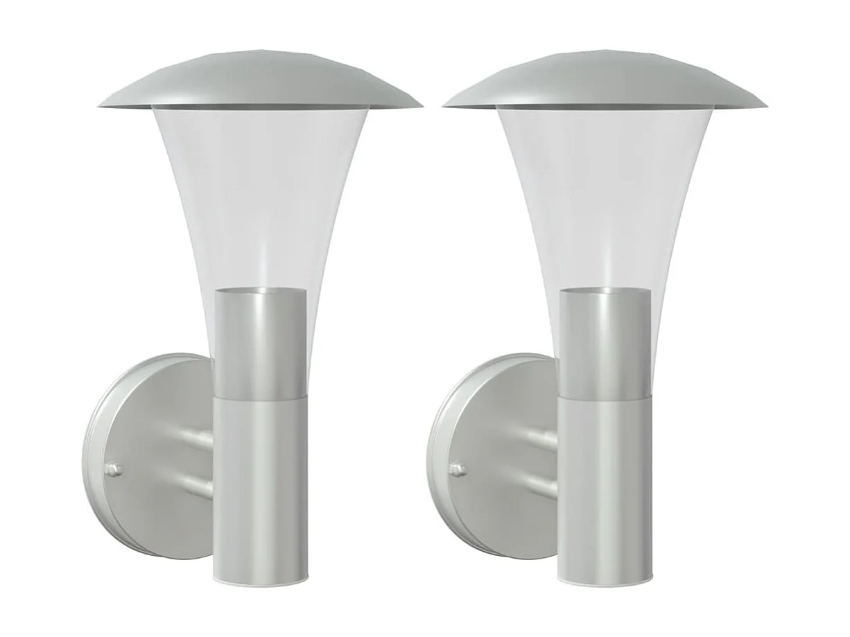 Appliques murales d'extérieur 2pcs argenté acier inoxydable FR987796