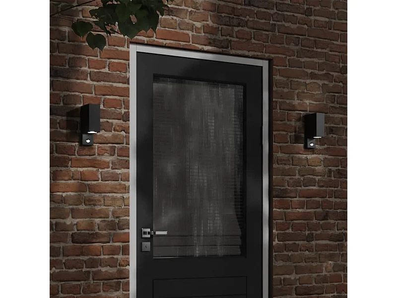 Appliques murales d'extérieur avec capteurs 2 pcs noir FR301618