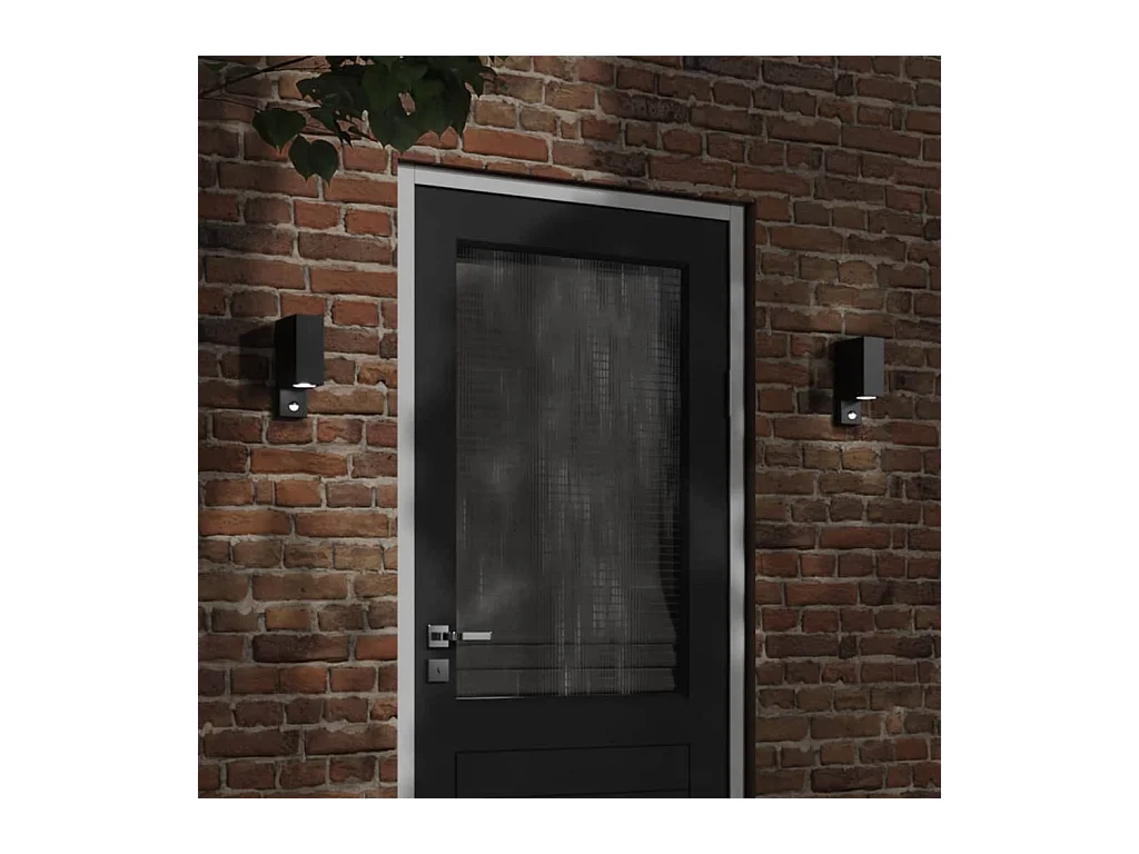 Appliques murales d'extérieur avec capteurs 2 pcs noir FR301618