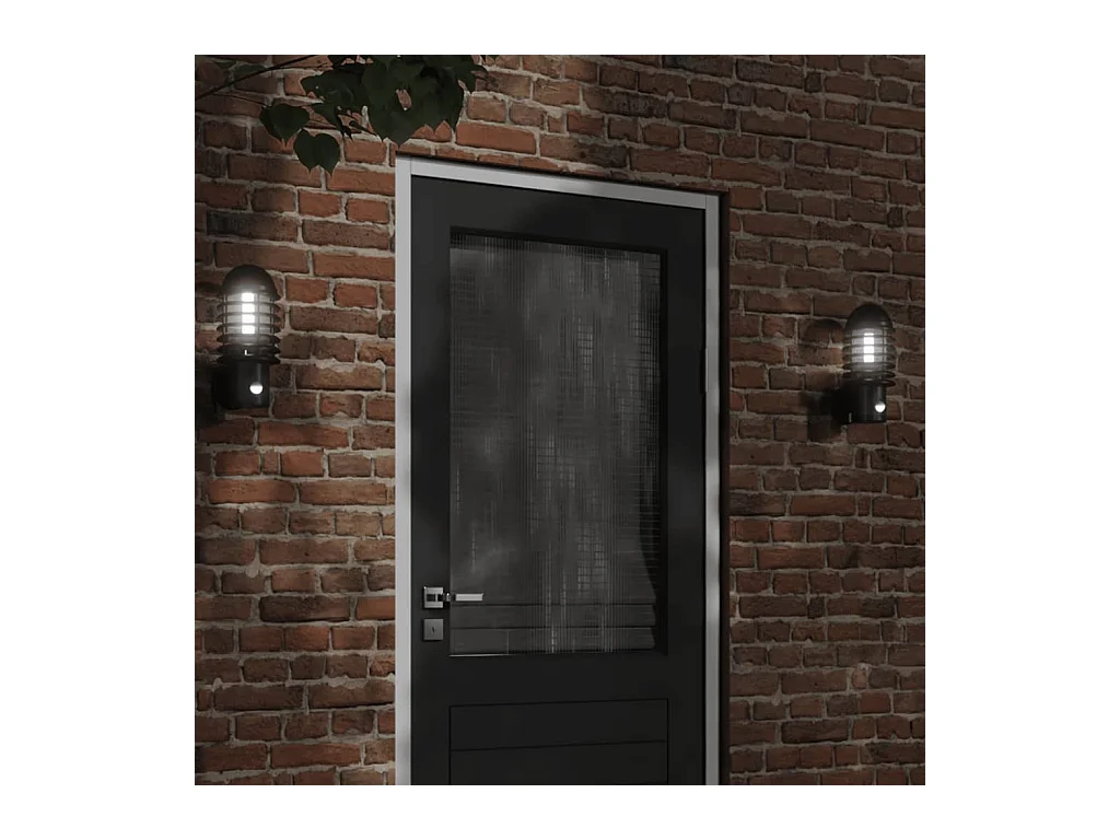 Applique murale d'extérieur avec capteur noir acier inoxydable FR396767