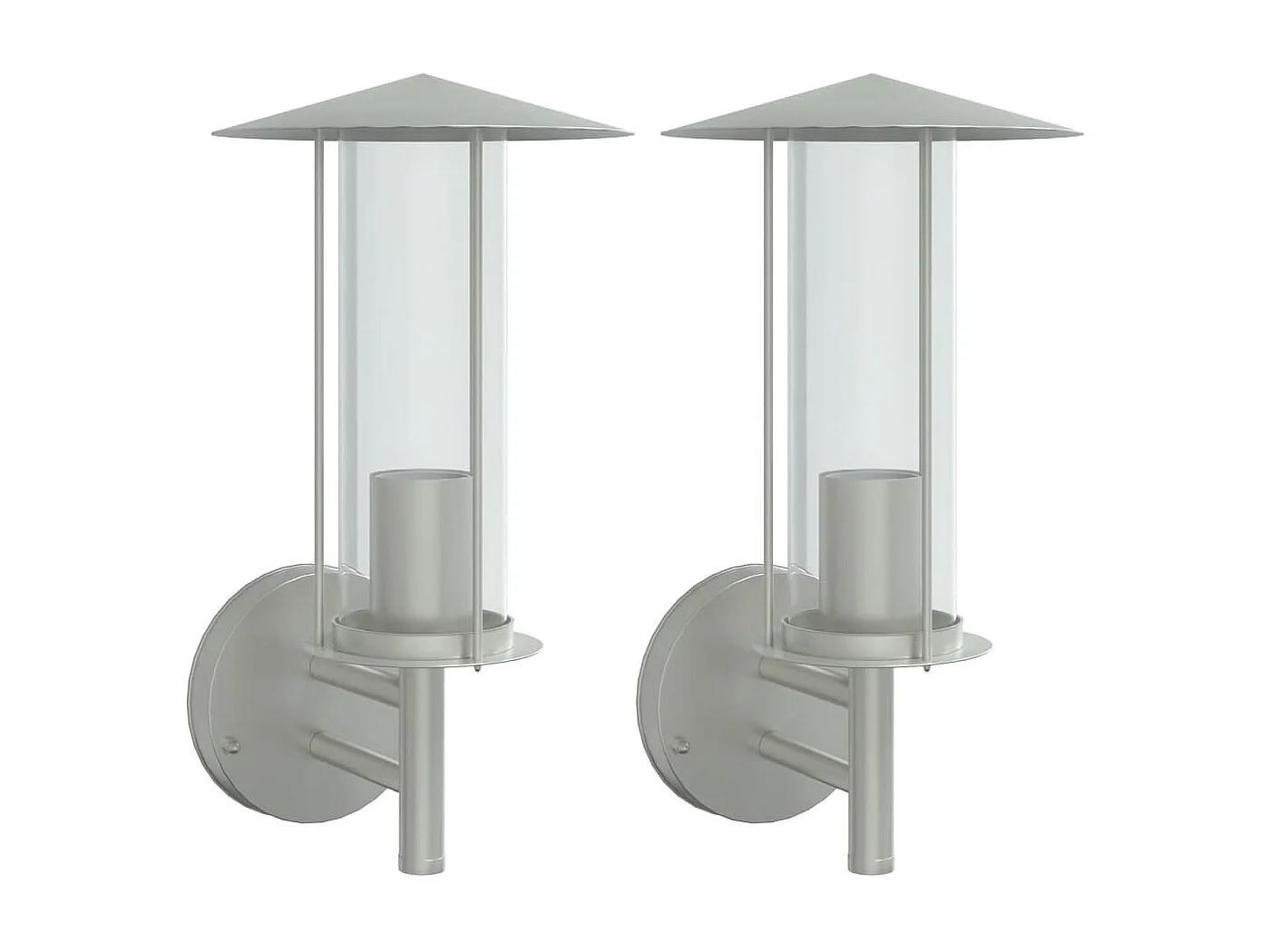 Appliques murales d'extérieur 2pcs argenté acier inoxydable FR667950