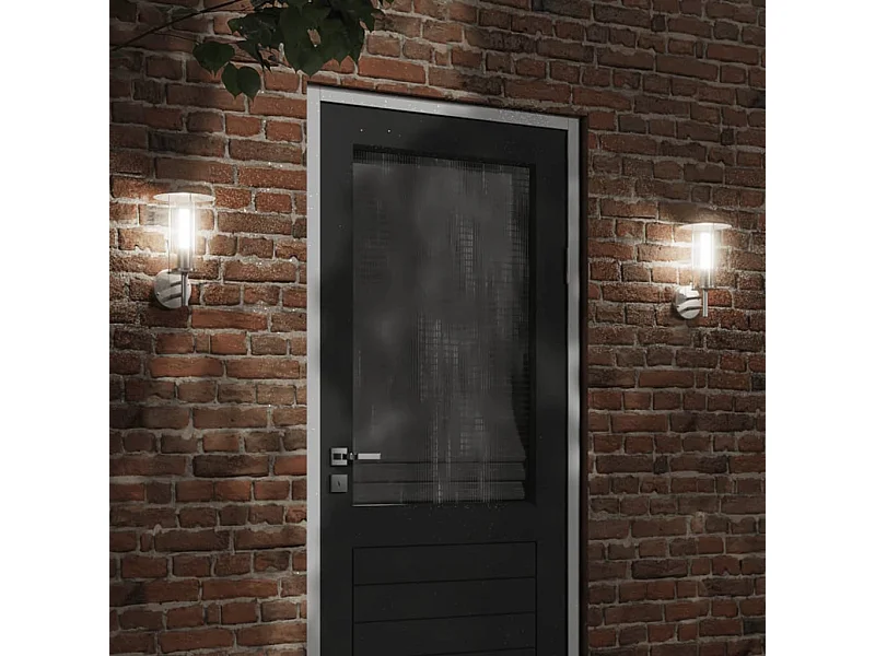 Appliques murales d'extérieur 2pcs argenté acier inoxydable FR667950