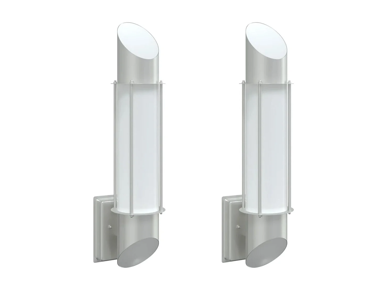 Appliques murales d'extérieur 2pcs argenté acier inoxydable FR291501