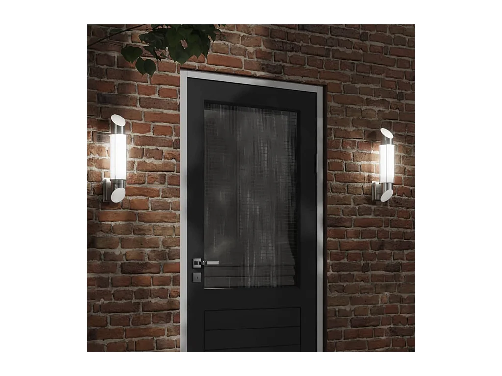 Appliques murales d'extérieur 2pcs argenté acier inoxydable FR291501