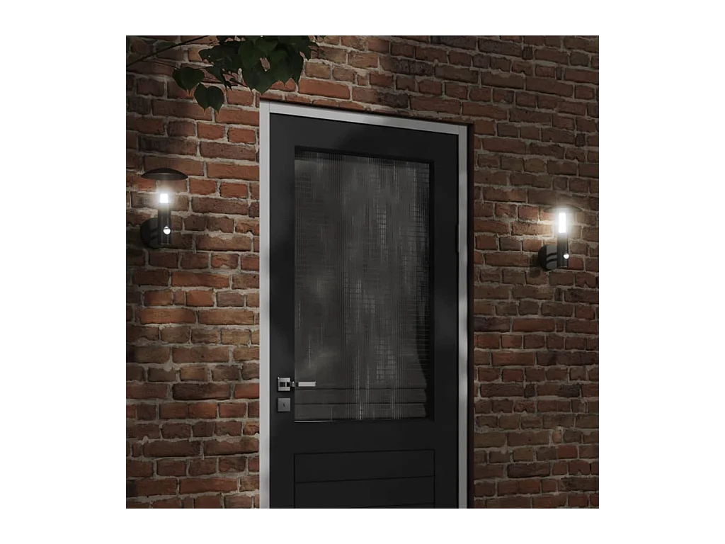 Applique murale d'extérieur avec capteur noir acier inoxydable FR916654