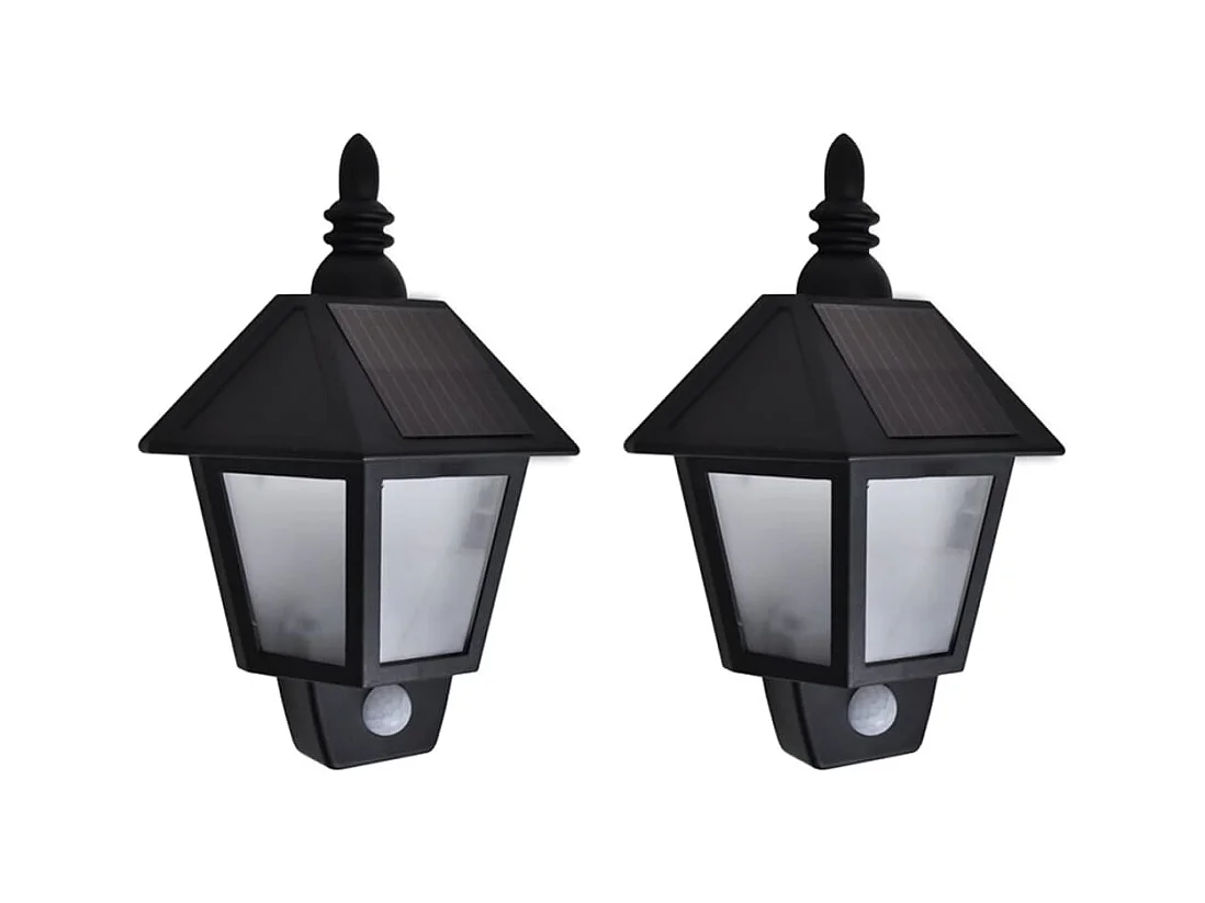 Appliques murales solaires 2 pcs avec capteur de mouvement Noir FR190368