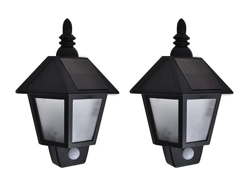 Appliques murales solaires 2 pcs avec capteur de mouvement Noir FR190368