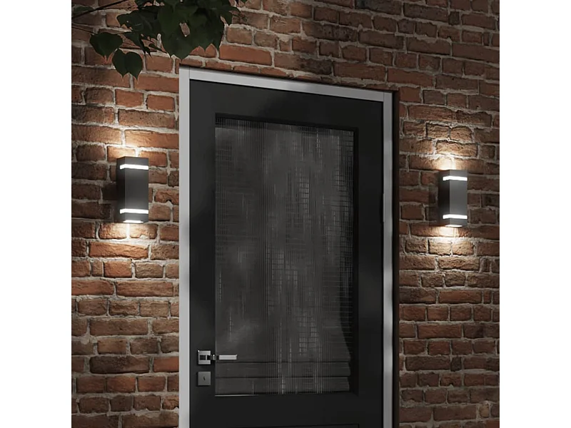 Candeeiro de parede para exterior aço inoxidável preto PT256423