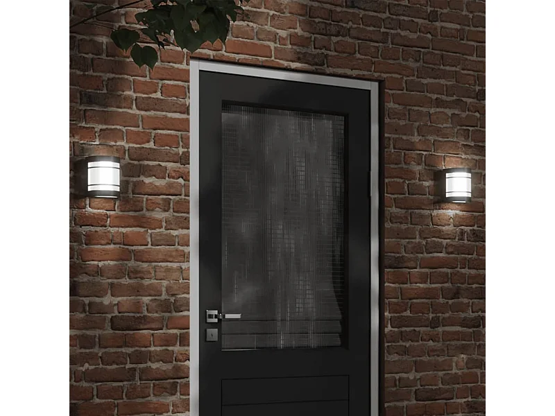 Candeeiros de parede p/ exterior 2 pcs aço inoxidável preto PT450027