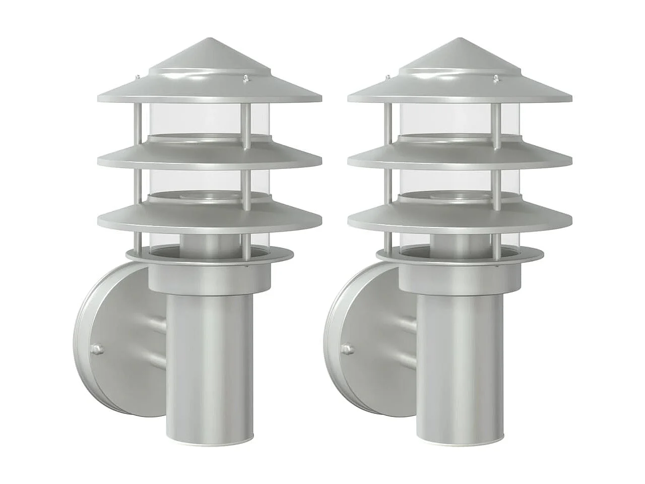Appliques murales d'extérieur 2pcs argenté acier inoxydable FR131691