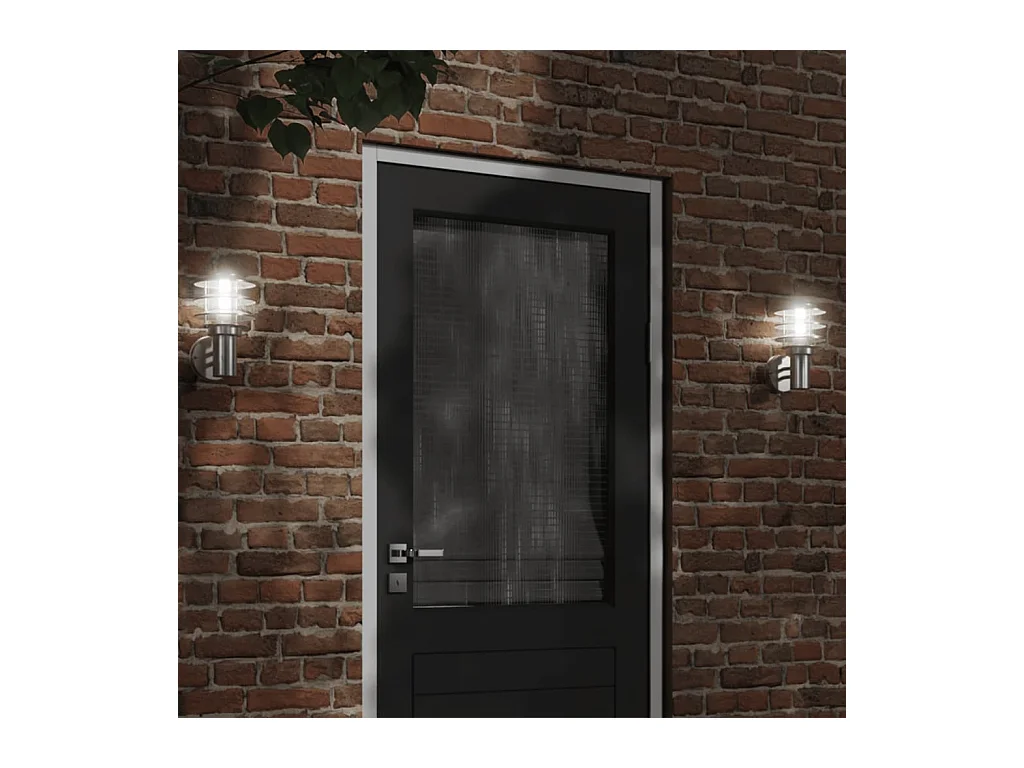 Appliques murales d'extérieur 2pcs argenté acier inoxydable FR131691