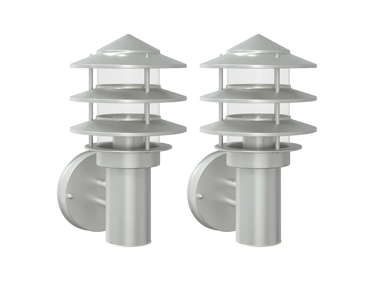 Appliques murales d'extérieur 2pcs argenté acier inoxydable FR131691