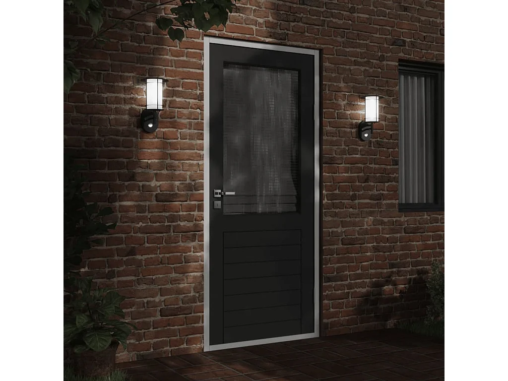Applique murale d'extérieur avec capteur noir acier inoxydable FR294845