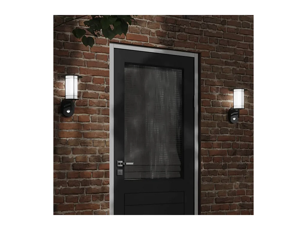 Applique murale d'extérieur avec capteur noir acier inoxydable FR294845