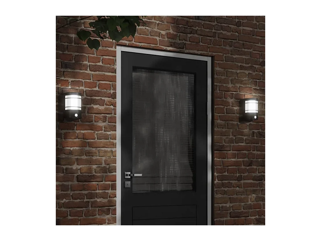 Applique murale d'extérieur avec capteur noir acier inoxydable FR162261