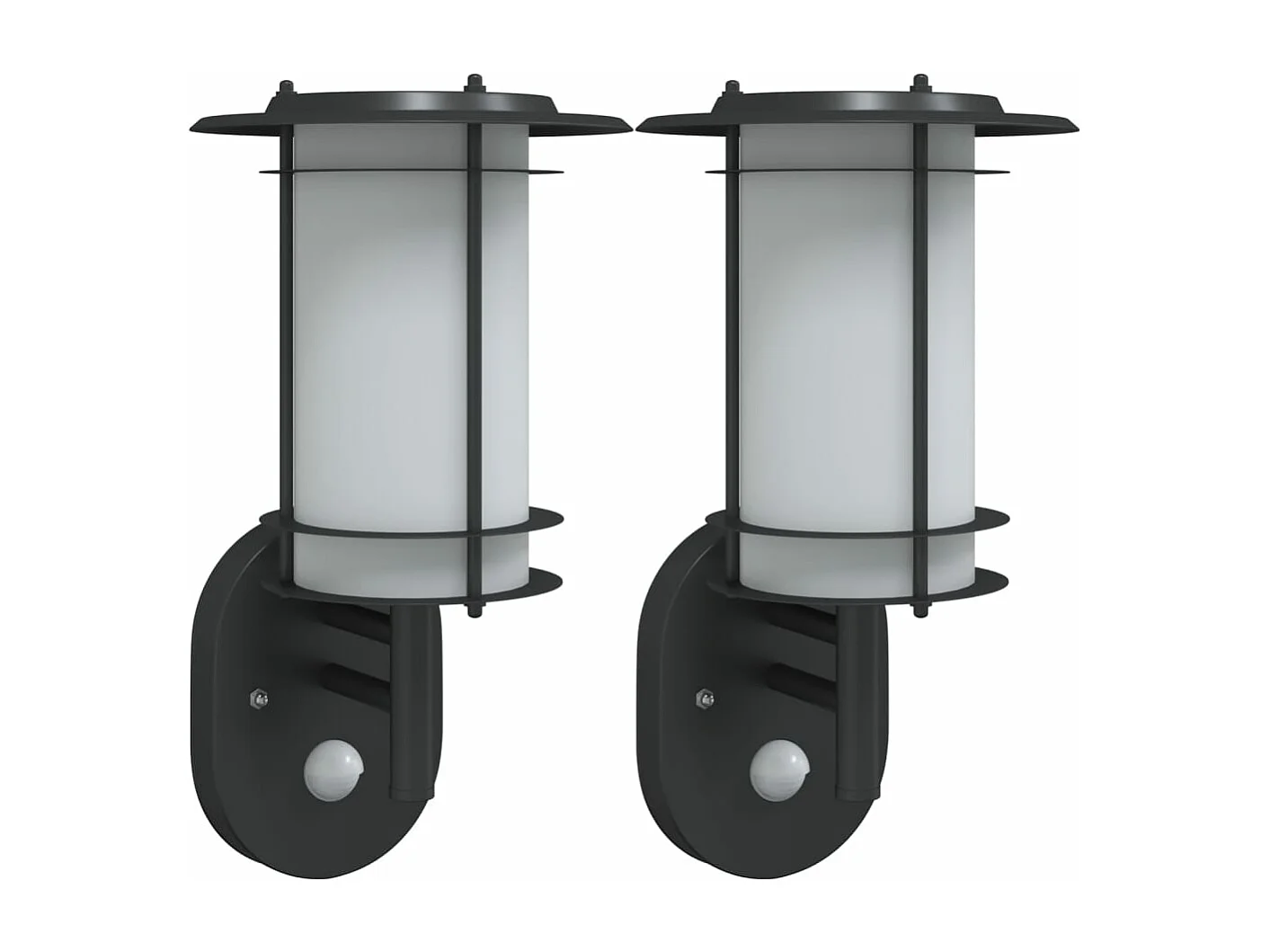 Candeeiros parede p/ exterior c/ sensor 2 pcs aço inox. preto PT356769