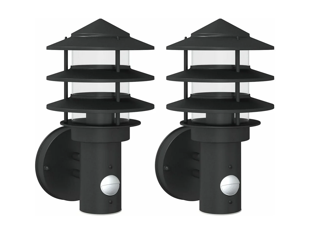 Apliques de exterior con sensor 2 uds acero inoxidable negro ES959369