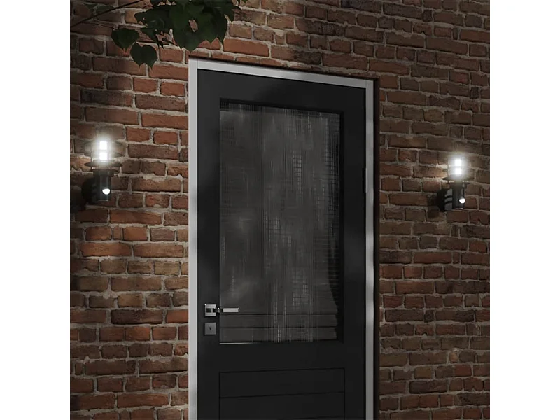 Candeeiros parede p/ exterior c/ sensor 2 pcs aço inox. preto PT792819