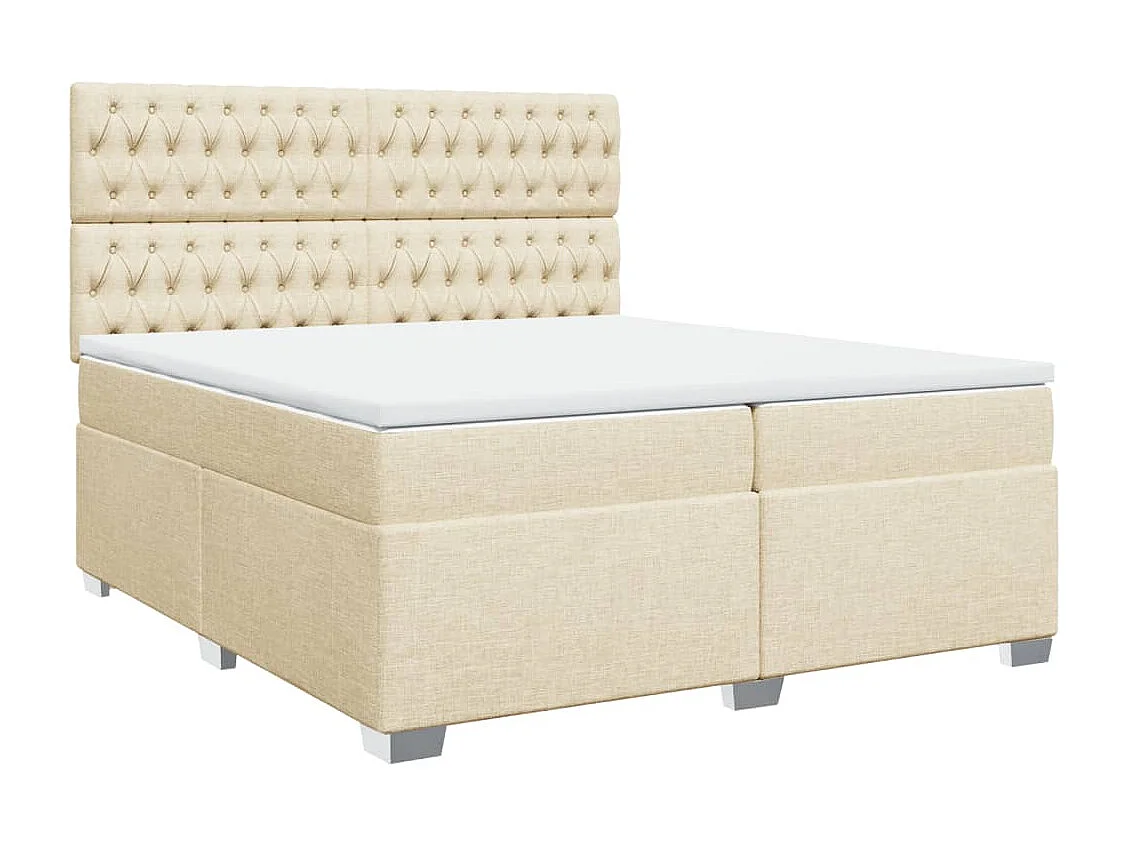 Cama box spring con colchón tela color crema 200x200 cm ES534471