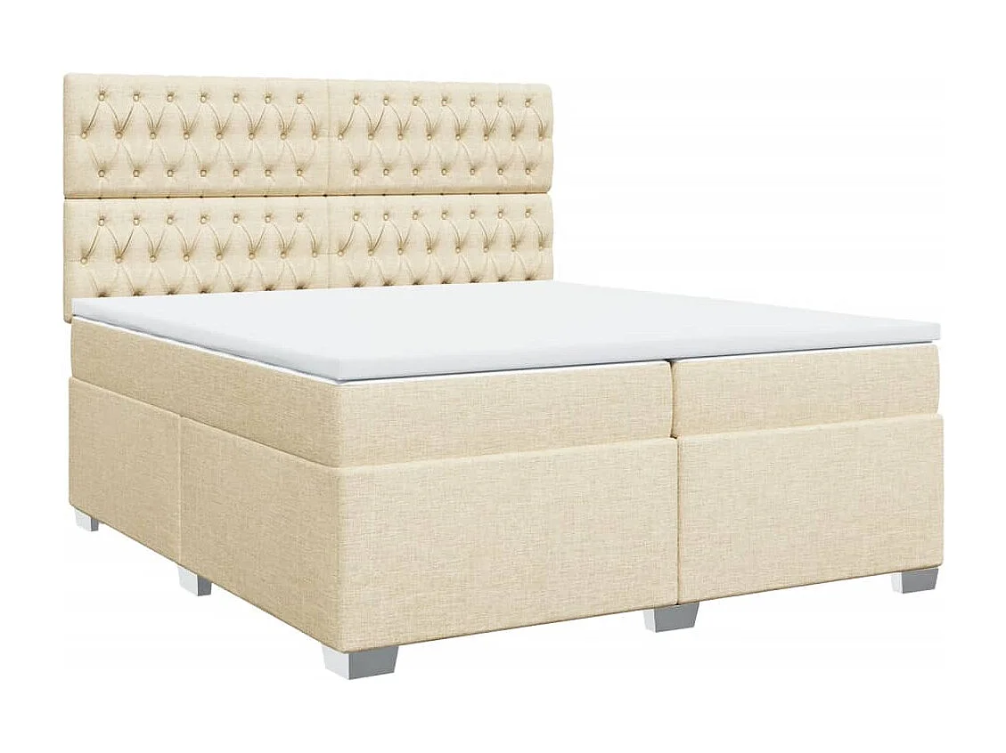 Cama box spring con colchón tela color crema 200x200 cm ES548167