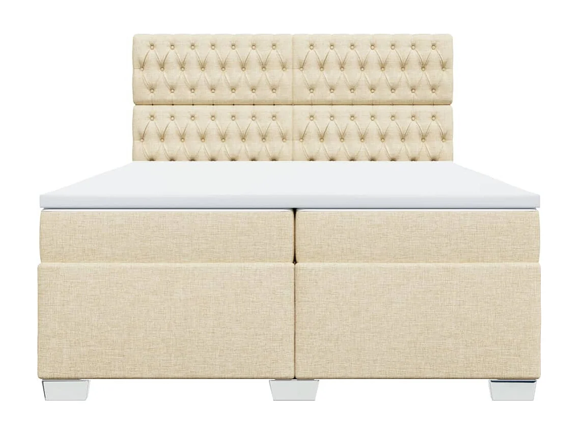 Cama box spring con colchón tela color crema 200x200 cm ES548167