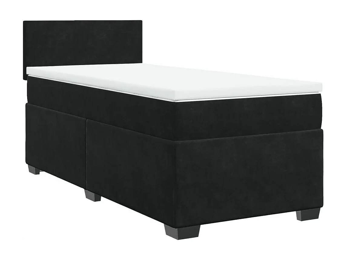 Cama box spring con colchón terciopelo negro 80x200 cm ES359810